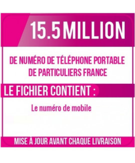 15.5 MILLION DE NUMÉROS DE TÉLÉPHONES PORTABLES DE PARTICULIERS DE FRANCE 2022